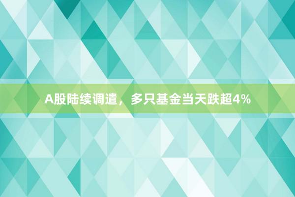 A股陆续调遣，多只基金当天跌超4%