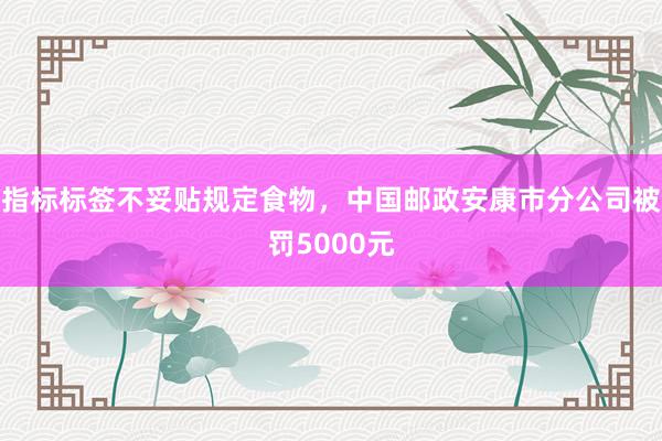 指标标签不妥贴规定食物，中国邮政安康市分公司被罚5000元