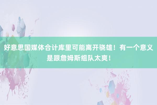 好意思国媒体合计库里可能离开骁雄！有一个意义是跟詹姆斯组队太爽！