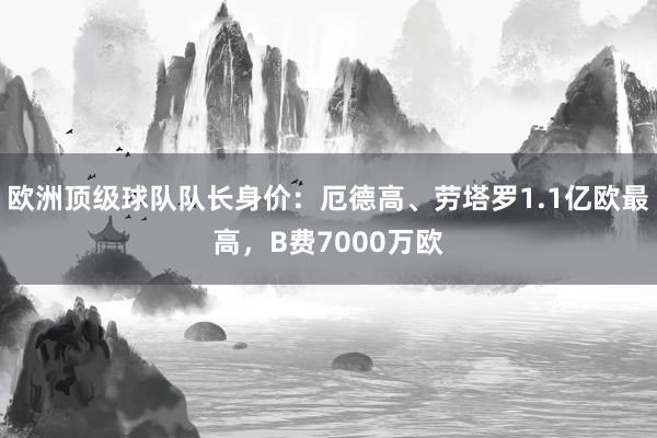 欧洲顶级球队队长身价：厄德高、劳塔罗1.1亿欧最高，B费7000万欧