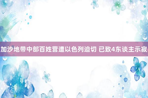 加沙地带中部百姓营遭以色列迫切 已致4东谈主示寂